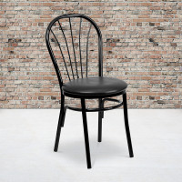 Flash Furniture HERCULES Series Fan Back Metal Chair - Black Vinyl Seat XU-698B-BLKV-GG